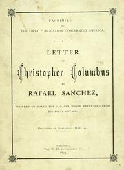 Cover of: Letter of Christopher Columbus to Rafael Sanchez: written on board the caravel while returning from his first voyage.