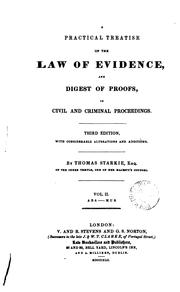 Cover of: A practical treatise on the laws of evidence by Starkie, Thomas