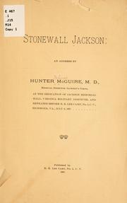 Cover of: Stonewall Jackson: an address