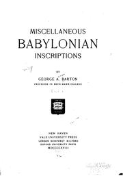 Cover of: Miscellaneous Babylonian inscriptions