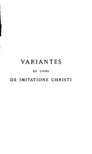 Cover of: Variantes du livre De imitatione Christi