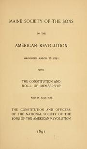 cover of Maine Society of the Sons of the American Revolution