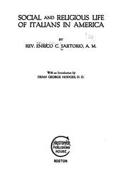 Cover of: Social and religious life of Italians in America