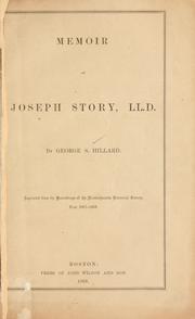 Cover of: Memoir of Joseph Story, LL.D.