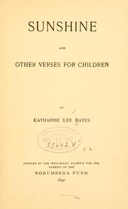 Cover of: Sunshine, and other verses for children by Katharine Lee Bates