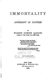 Cover of: Immortality inherent in nature. by Warren Sumner Barlow