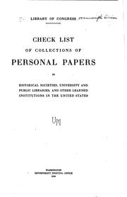 Cover of: Check list of collections of personal papers in historical societies, university and public libraries and other learned institutions in the United States.