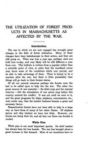 Cover of: The utilization of forest products in Massachusetts as affected by the war