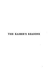 Cover of: The Kaiser's reasons by Elizabeth Marsh