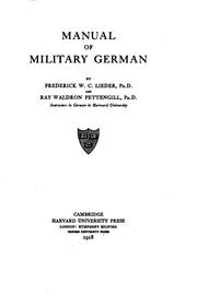 Cover of: Manual of military German by Frederick W. C. Lieder
