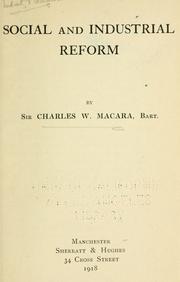 Cover of: Social and industrial reform