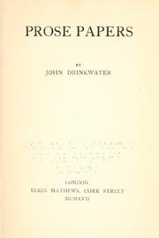 Cover of: Prose papers by Drinkwater, John