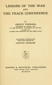 Cover of: Lessons of the war and the peace conference