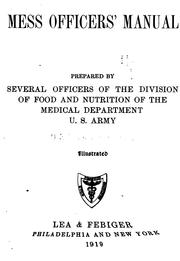 Cover of: Mess officers' manual by United States. Army Medical Dept.