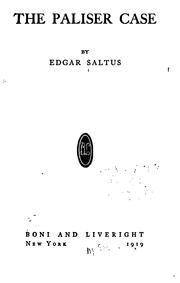 Cover of: The Paliser case by Edgar Saltus