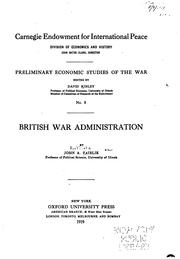 Cover of: British war administration