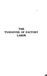 Cover of: The turnover of factory labor