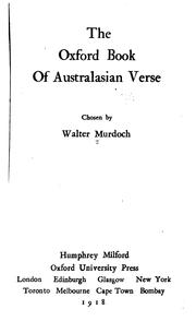 Cover of: The Oxford book of Australasian verse by chosen by Walter Murdoch.
