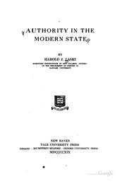 Cover of: Authority in the modern state by Harold Joseph Laski