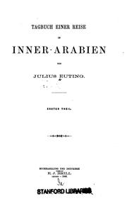 Cover of: Tagbuch einer reise in Inner-Arabien by Julius Euting