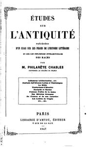 Cover of: Études sur l'antiquité by Philarète Chasles