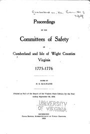 Cover of: Proceedings of the Committees of safety of Cumberland and Isle of Wight counties, Virginia: 1775-1776.