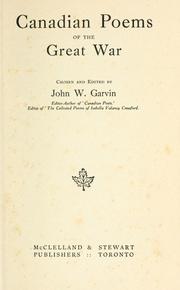 Cover of: Canadian poems of the great war by John William Garvin