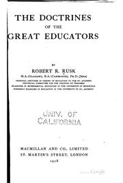 Cover of: The doctrine of the great educators