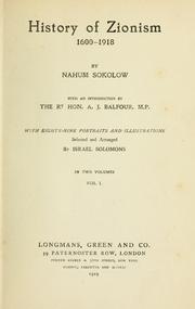Cover of: History of Zionism, 1600-1918