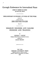 Cover of: Disabled soldiers and sailors pensions and training