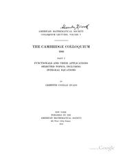 Cover of: The Cambridge colloquium 1916. by American Mathematical Society. Colloquium