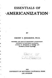 Cover of: Essentials of Americanization