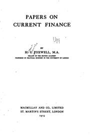 Cover of: Papers on current finance