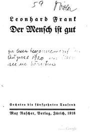 Cover of: Der Mensch ist gut. by Leonhard Frank