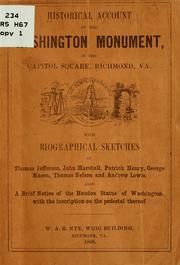 Cover of: Historical account of the Washington Monument, in Capitol Square, Richmond, Va. by 