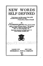 Cover of: New words self-defined by C. Alphonso Smith, C. Alphonso Smith