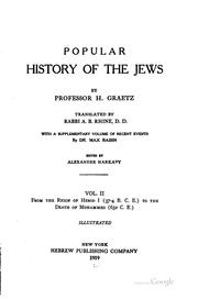 Cover of: Popular history of the Jews by Heinrich Hirsch Graetz