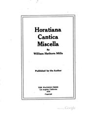 Cover of: Horatiana, Cantica, Miscella