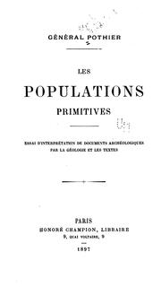 Cover of: Les populations primitives.