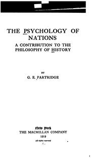 Cover of: The psychology of nations: a contribution to the philosophy of history