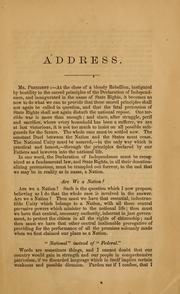 Cover of: Are we a nation?: Address of Hon. Charles Sumner before the New York Young Men's Republican Union, at the Cooper Institute, Tuesday evening, Nov. 19, 1867.