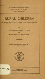 Cover of: Rural children in selected counties of North Carolina