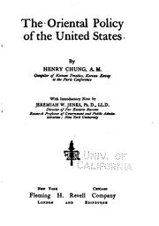 Cover of: The oriental policy of the United States