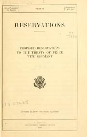 Cover of: Reservations.: Proposed reservations to the Treaty of peace with Germany ...