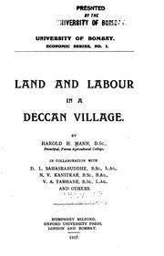Cover of: Land and labour in a Deccan village.
