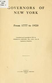 Cover of: Governors of New York from 1777 to 1920 | Skinner, Charles Rufus