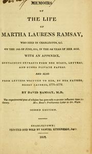 Cover of: Memoirs of the life of Martha Laurens Ramsay by Martha Laurens Ramsay