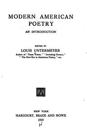 Cover of: Modern American poetry by Louis Untermeyer