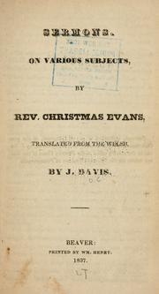 Cover of: Sermons on various subjects by Christmas Evans