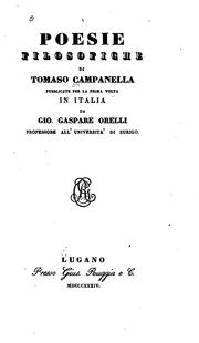Cover of: Poesie filosofiche di Tomaso Campanella